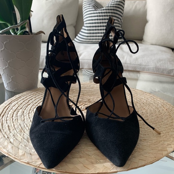 AQUAZZURA Belgravia Black suede Heels - Picture 4 of 5